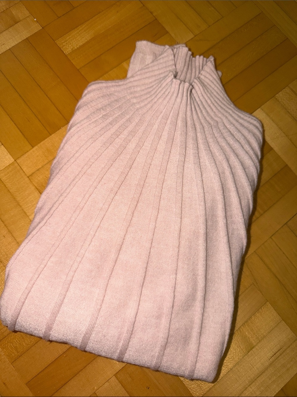 MANGO Women’s Light Pink Ribbed Mock Neck Sweater top